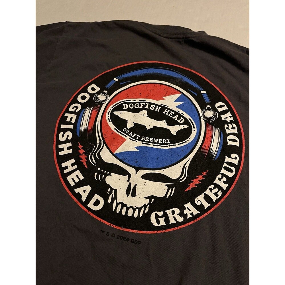 Grateful Dead x Dogfish Head Beer Brewery Skull Logo 2024 T-Shirt M Garcia Band